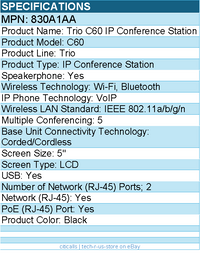 HP Poly 830A1AA Trio C60 IP Conference Phone for Microsoft Teams and PoE-enabled