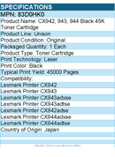 Lexmark 83D0HK0 Unison Original Laser Toner Cartridge - Black - 1 Each