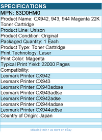 Lexmark 83D0HM0 Unison Original Laser Toner Cartridge - Magenta - 1 Each