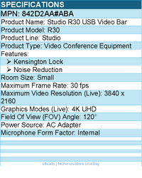 HP Poly 842D2AA#ABA Studio R30 USB Video Bar - Video Conference Equipment