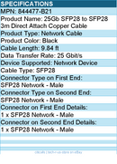 HPE 844477-B21 25Gb SFP28 to SFP28 3m Direct Attach Copper Cable - 9.84 ft