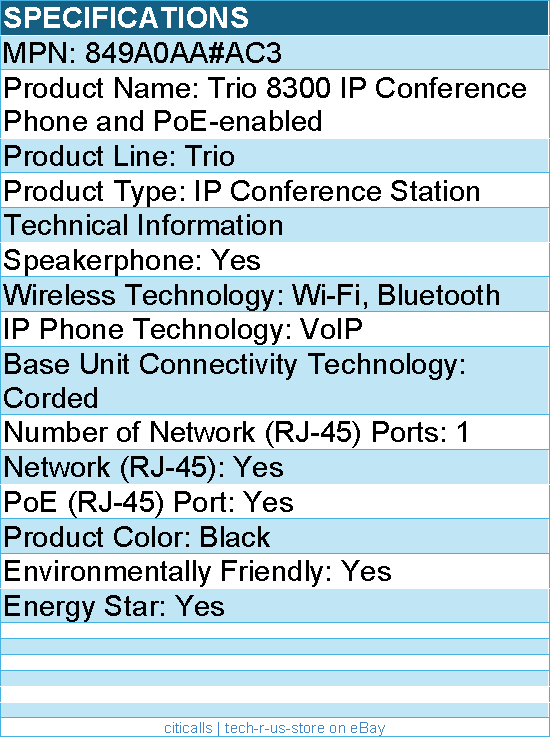 HP Poly 849A0AA#AC3 Trio 8300 IP Conference Phone and PoE-enabled