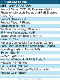 HP Poly 849A5AA#ABA Business Media Phone for Microsoft Teams and PoE-enabled