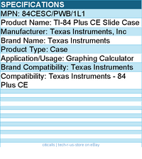 Texas Instruments 84CESC/PWB/1L1 TI-84 Plus CE Slide Case