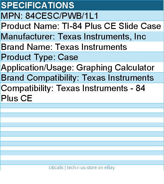 Texas Instruments 84CESC/PWB/1L1 TI-84 Plus CE Slide Case