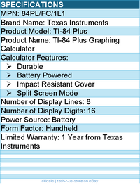 Texas Instruments 84PL/FC/1L1 TI-84 Plus Graphing Calculator