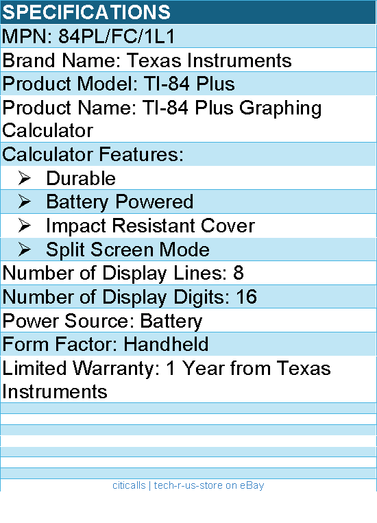 Texas Instruments 84PL/FC/1L1 TI-84 Plus Graphing Calculator
