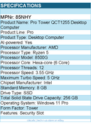 Dell 85NHY Pro Tower QCT1255 Desktop Computer - AMD Ryzen 5 8500G - Tower