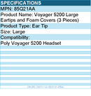 HP Poly 85Q21AA Voyager 5200 Large Eartips - For Poly Voyager 5200 Headset