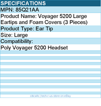 HP Poly 85Q21AA Voyager 5200 Large Eartips - For Poly Voyager 5200 Headset