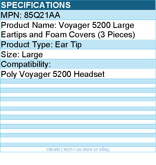 HP Poly 85Q21AA Voyager 5200 Large Eartips - For Poly Voyager 5200 Headset