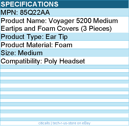 HP Poly 85Q22AA Voyager 5200 Medium Eartips and Foam Covers For Poly Headset