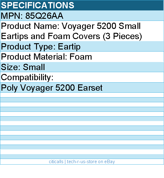 HP Poly 85Q26AA Voyager 5200 Small Eartips & Foam Covers For Voyager 5200 Earset