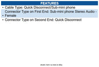 HP Poly 85Q32AA Quick Disconnect/Sub Mini-phone Audio Cable 10 ft