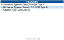 HP Poly 85Q48AA USB-A to C Adapter 1 x 4 -pin USB Type A 1 x 24 -pin USB Type C