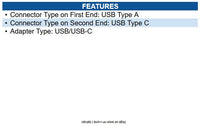 HP Poly 85Q48AA USB-A to C Adapter 1 x 4 -pin USB Type A 1 x 24 -pin USB Type C