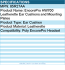 HP Poly 85R27AA EncorePro HW700 Leatherette Ear Cushions & Mounting Plates