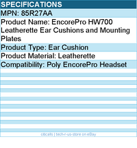 HP Poly 85R27AA EncorePro HW700 Leatherette Ear Cushions & Mounting Plates