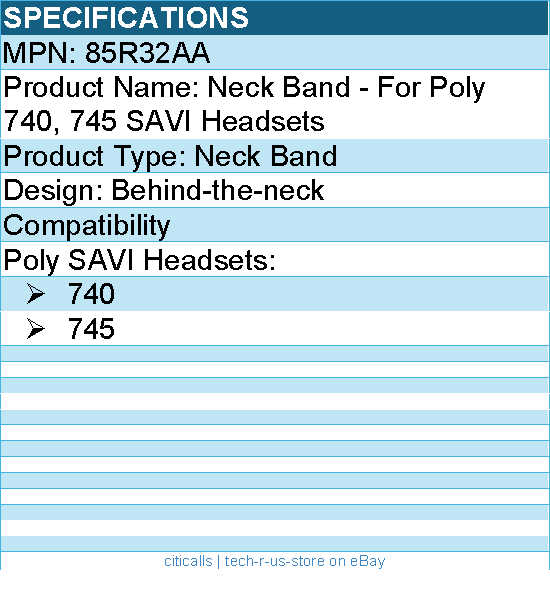 HP Poly 85R32AA 740, 745 Neck Band - For Poly 740, 745 SAVI Headsets