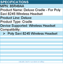 HP Poly 85R49AA Deluxe Cradle - For Poly Savi 8245 Wireless Headset