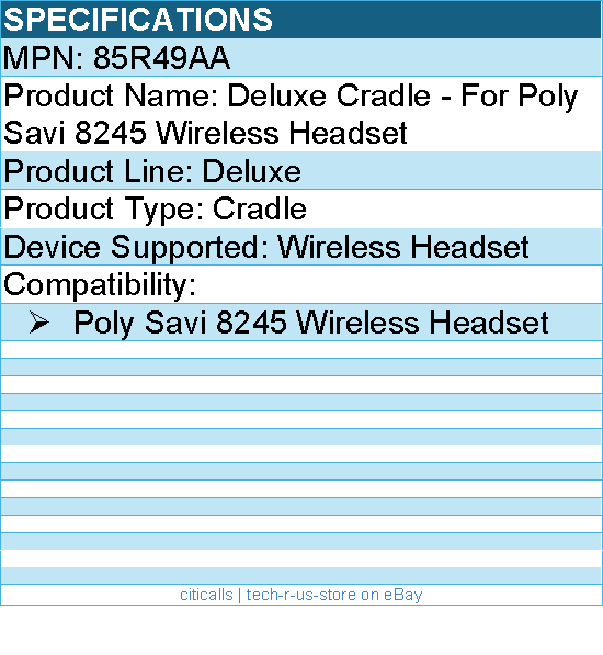 HP Poly 85R49AA Deluxe Cradle - For Poly Savi 8245 Wireless Headset