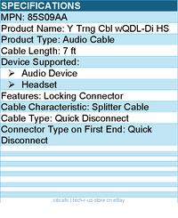 HP Poly 85S09AA Y Training Cable with QD Lock-Digital Headsets - 7 ft
