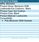 Hp Poly 85S24AA Blackwire 3200 Leatherette Ear Cushions - Black