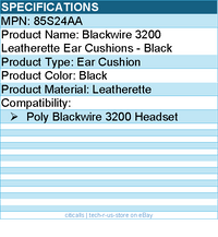 Hp Poly 85S24AA Blackwire 3200 Leatherette Ear Cushions - Black