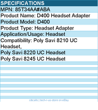 HP Poly 85T34AA#ABA D400 Headset Adapter - Microsoft Teams Certified