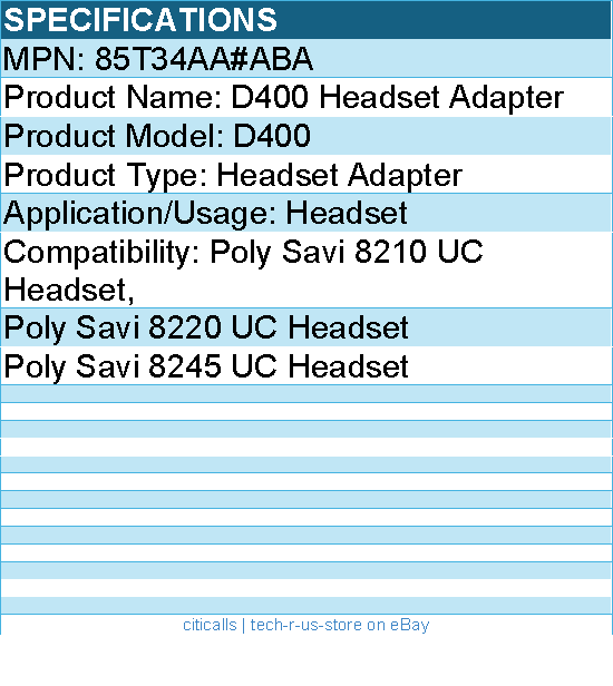 HP Poly 85T34AA#ABA D400 Headset Adapter - Microsoft Teams Certified