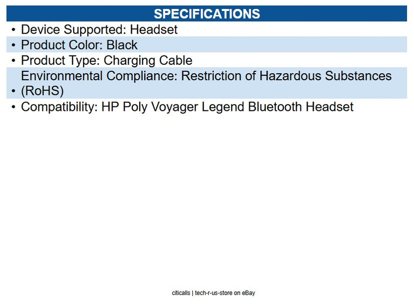 HP Poly 85T36AA#ABA Poly Voyager Legend AC Power Charging Cable