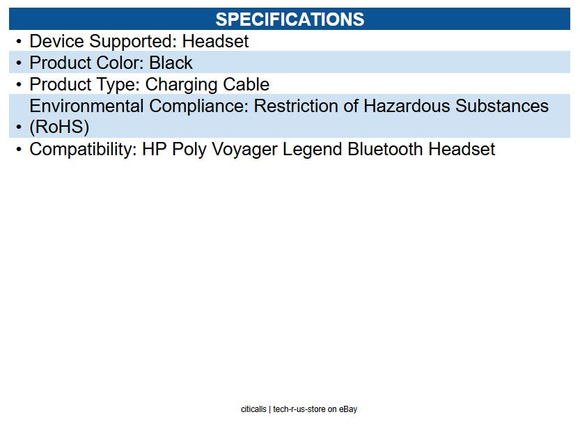 HP Poly 85T36AA#ABA Poly Voyager Legend AC Power Charging Cable