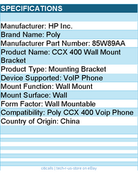 HP Poly 85W89AA Mounting Bracket for Poly CCX 400 Voip Phone