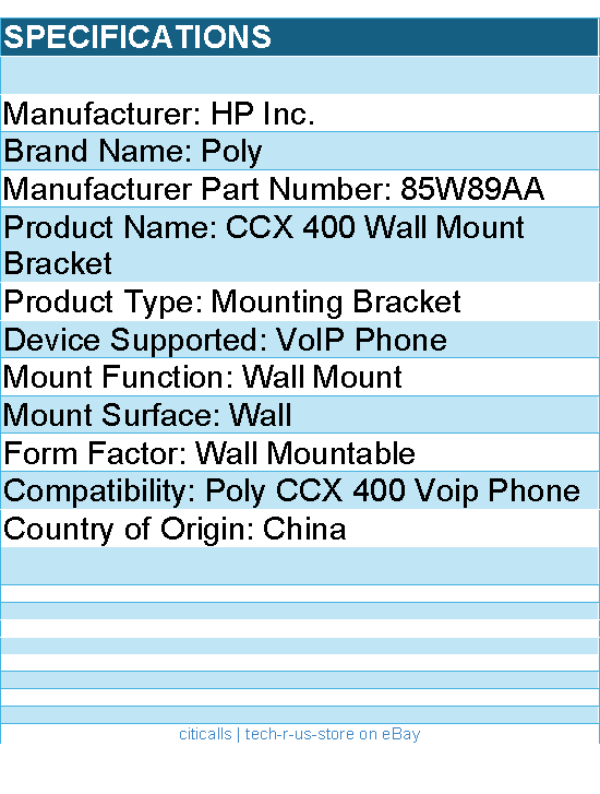 HP Poly 85W89AA Mounting Bracket for Poly CCX 400 Voip Phone