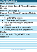 HP Poly 85W93AA Edge E Phone Expansion Module - 5” Color LCD screen