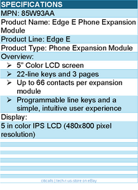 HP Poly 85W93AA Edge E Phone Expansion Module - 5” Color LCD screen