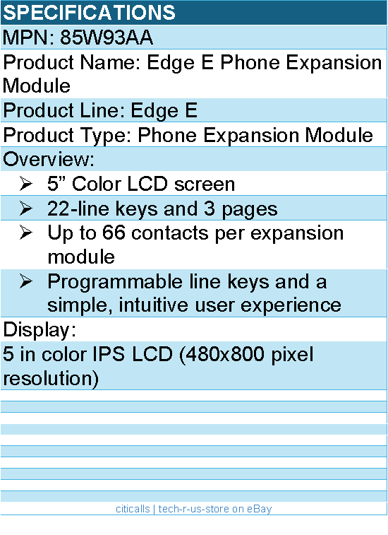 HP Poly 85W93AA Edge E Phone Expansion Module - 5” Color LCD screen