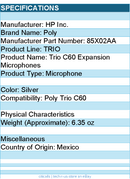 HP Poly 85X02AA Trio C60 Expansion Microphones - Designed for the Poly Trio C60