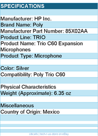 HP Poly 85X02AA Trio C60 Expansion Microphones - Designed for the Poly Trio C60