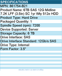 HPE 861754-B21 6 TB Hard Drive - 3.5" Internal - SAS (12Gb/s SAS) - 7200rpm