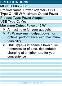 HPI 866066-003 Power Adapter - USB Type-C - 45 W Maximum Output Power
