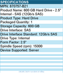 HPE 870757-B21 600 GB Hard Drive - 2.5" Internal - SAS (12Gb/s SAS)