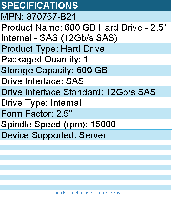 HPE 870757-B21 600 GB Hard Drive - 2.5" Internal - SAS (12Gb/s SAS)