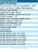 HPE 871264-001 Sourcing Battery - 3500 mAh - For Server - Battery Rechargeable