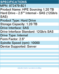 HPE 872479-B21 Sourcing 1.20 TB Hard Drive - 2.5"" Internal - SAS (12Gb/s SAS)