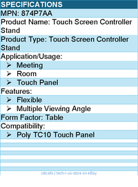 HP Poly 874P7AA TC10 Touch Screen Controller Stand - Flexible