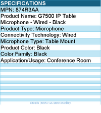 HP Poly 874R3AA G7500 IP Table Microphone - Wired - Black