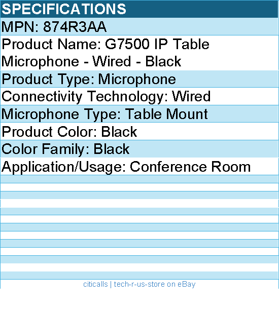 HP Poly 874R3AA G7500 IP Table Microphone - Wired - Black