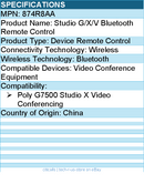 HP Poly 874R8AA Studio G/X Bluetooth Remote Control - Wireless