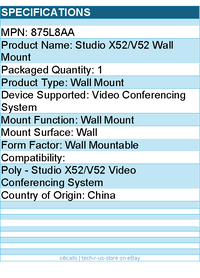 HP Poly 875L8AA Wall Mount for Video Conferencing System